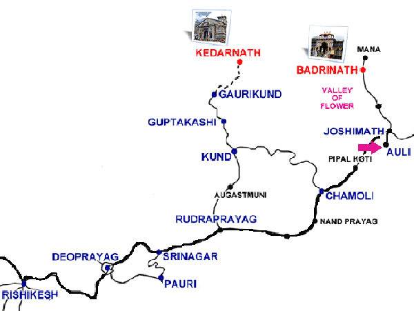 Location Map of Kedarnath